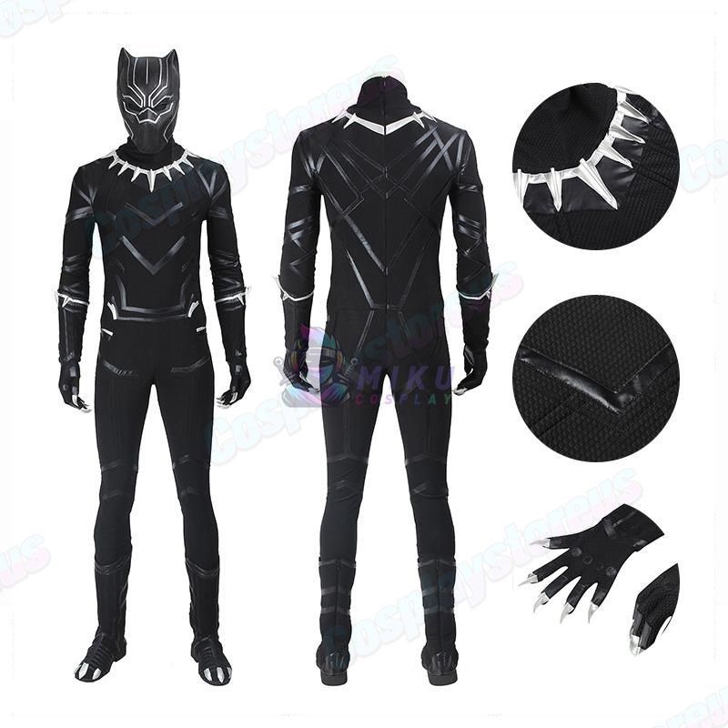 Captain America Civil War Black Panther Cosplay Costume for adult