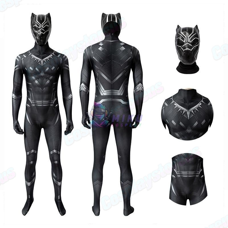 Adults Black Panther T'Challa Cosplay Costume Spandex Jumpsuit