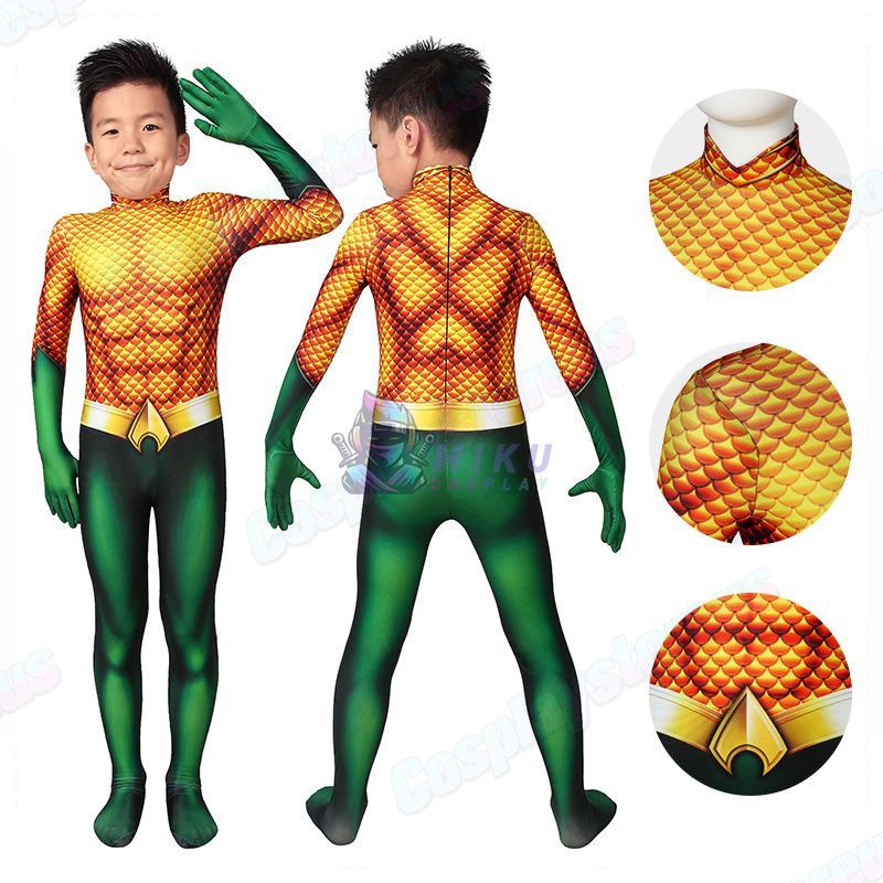Aquaman Kids Cosplay Costumes Spandex Jumpsuit