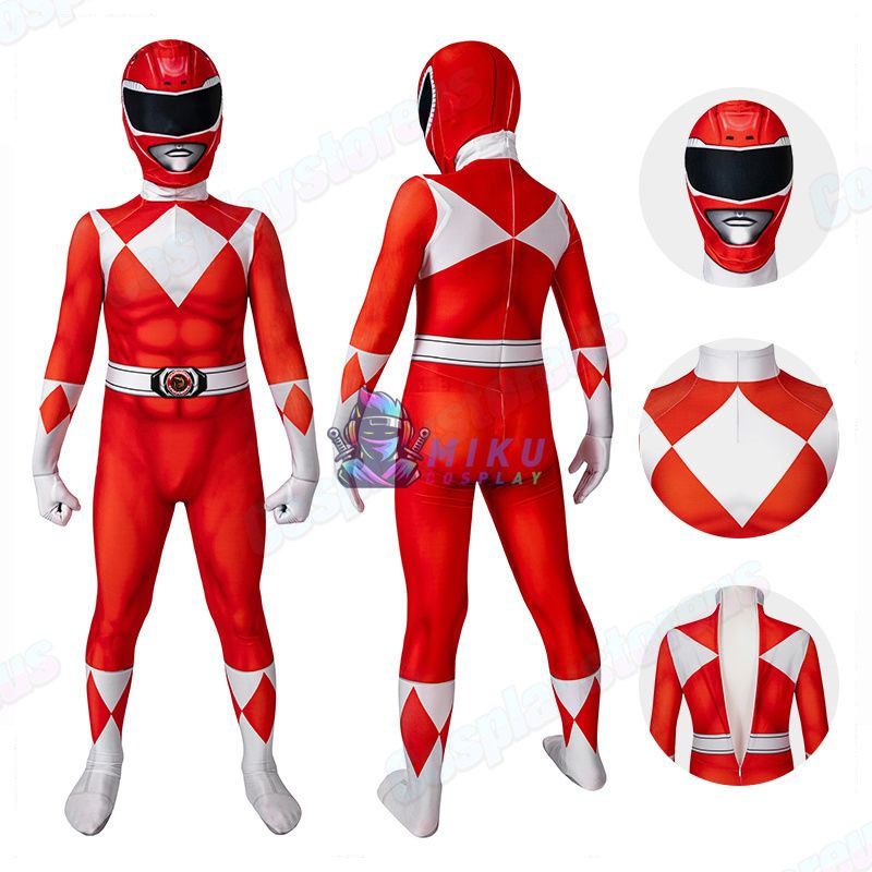 Kids Red Power Ranger Cosplay Costume