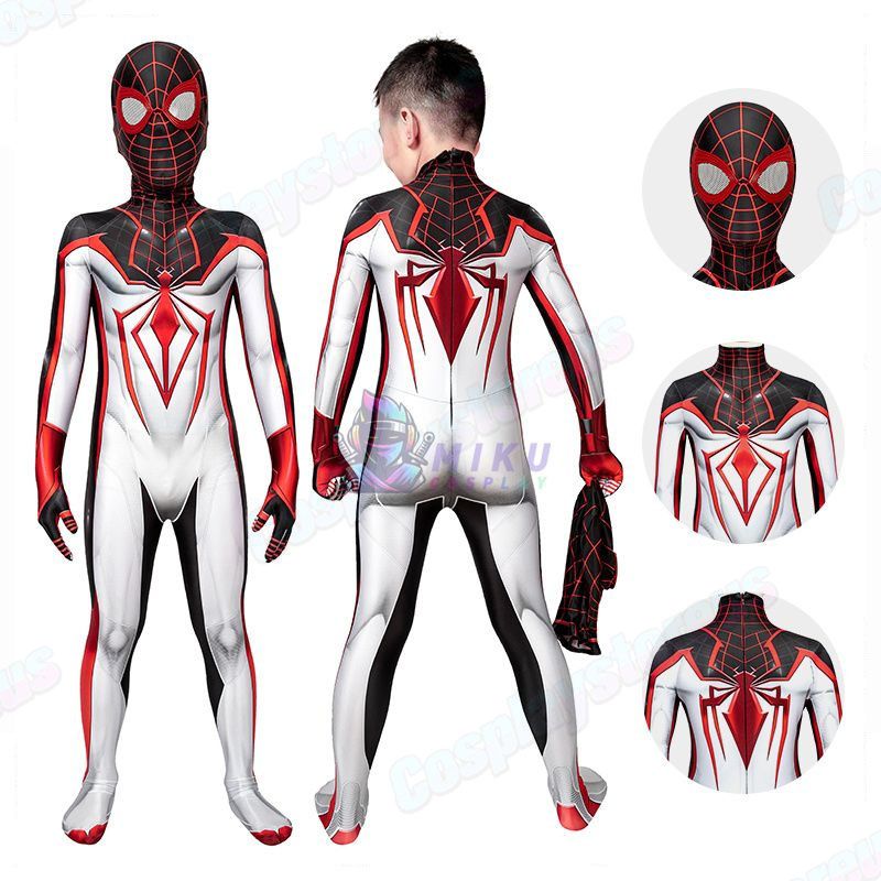 Kids White Spider-Man Costume Miles Morales Track Suit