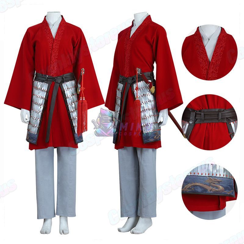 Chinese-Style Red Mulan Cosplay Costumes for Women