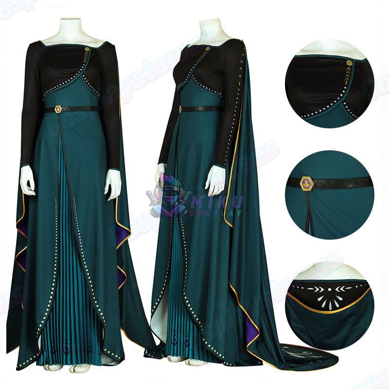 Frozen 2 Anna Princess Green Dress Cosplay Costume for Sale